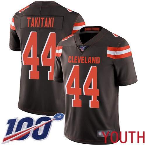 Cleveland Browns Sione Takitaki Youth Brown Limited Jersey #44 NFL Football Home 100th Season Vapor Untouchable->women nfl jersey->Women Jersey